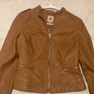 Tan faux leather jacket